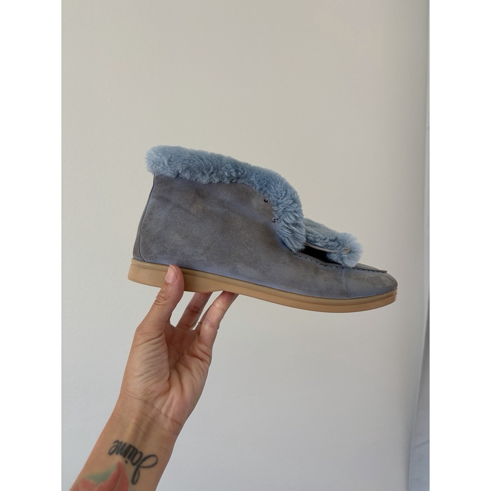 Loro Piana men's open walk shoes size 39 Blue Suede Fur